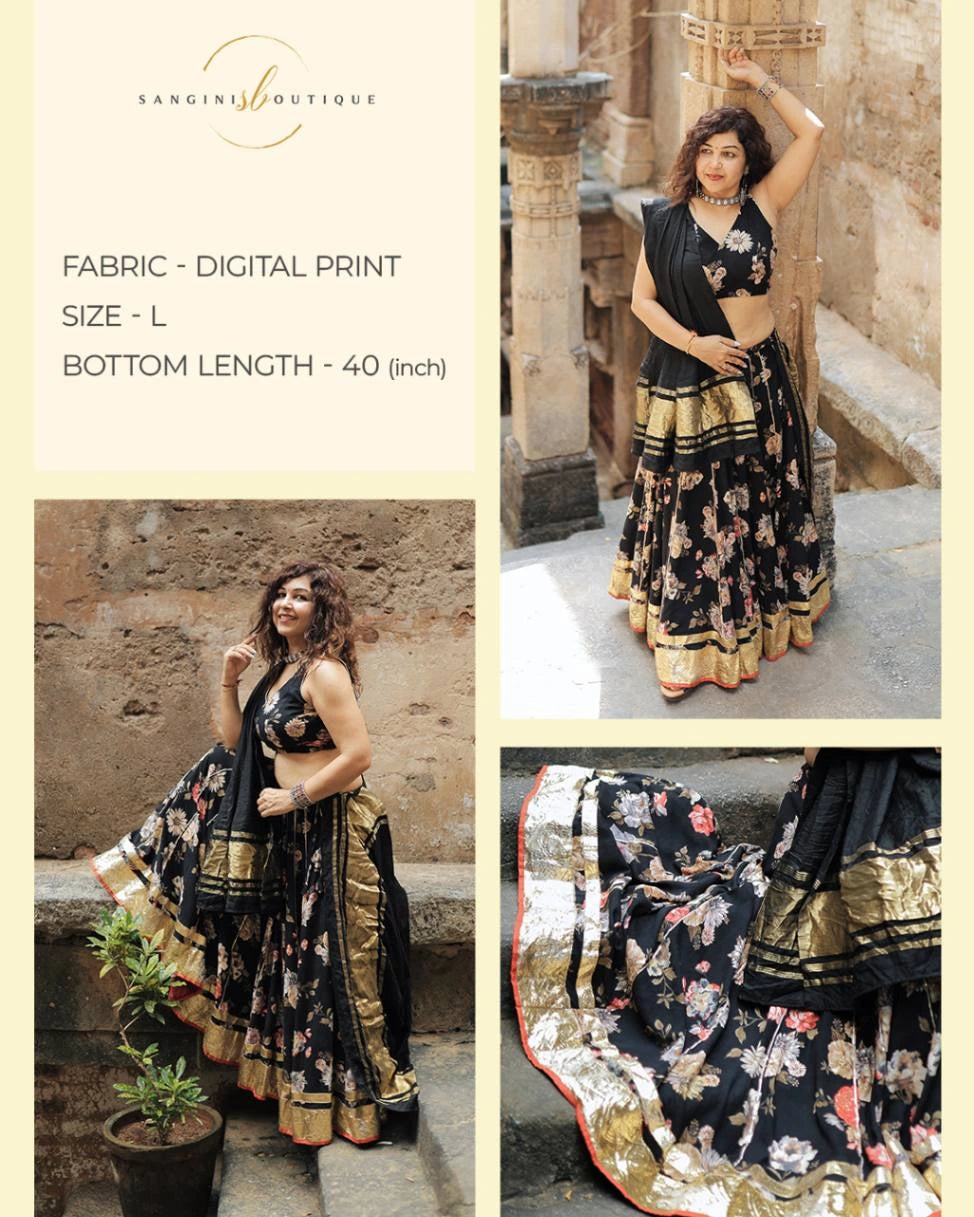 Black Surajmukhi V Neck