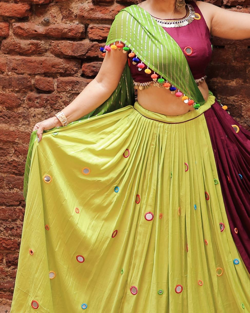 Magenta Green Abhla Work - Sangini Boutique