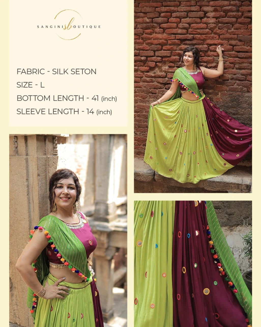 Magenta Green Abhla Work